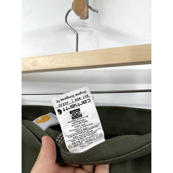 Carhartt Green original dungaree Pants 40 x 30 - Picture 3 of 4